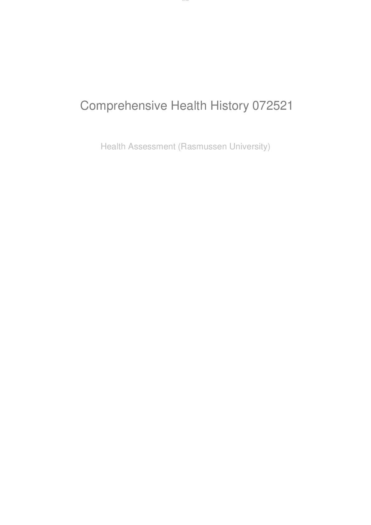 Preview of NUR 2092 Comprehensive Health History Form